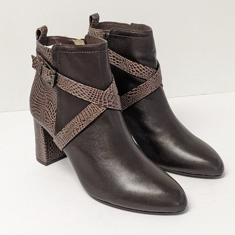 David Tate Inspire Ankle Booties, Brown Leather, Women's 9.5 Wide